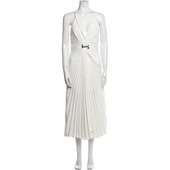 Dion Lee white Pleated Draped Marilyn Monroe midi Dress $1150 sz 4 - Picture 5 of 16
